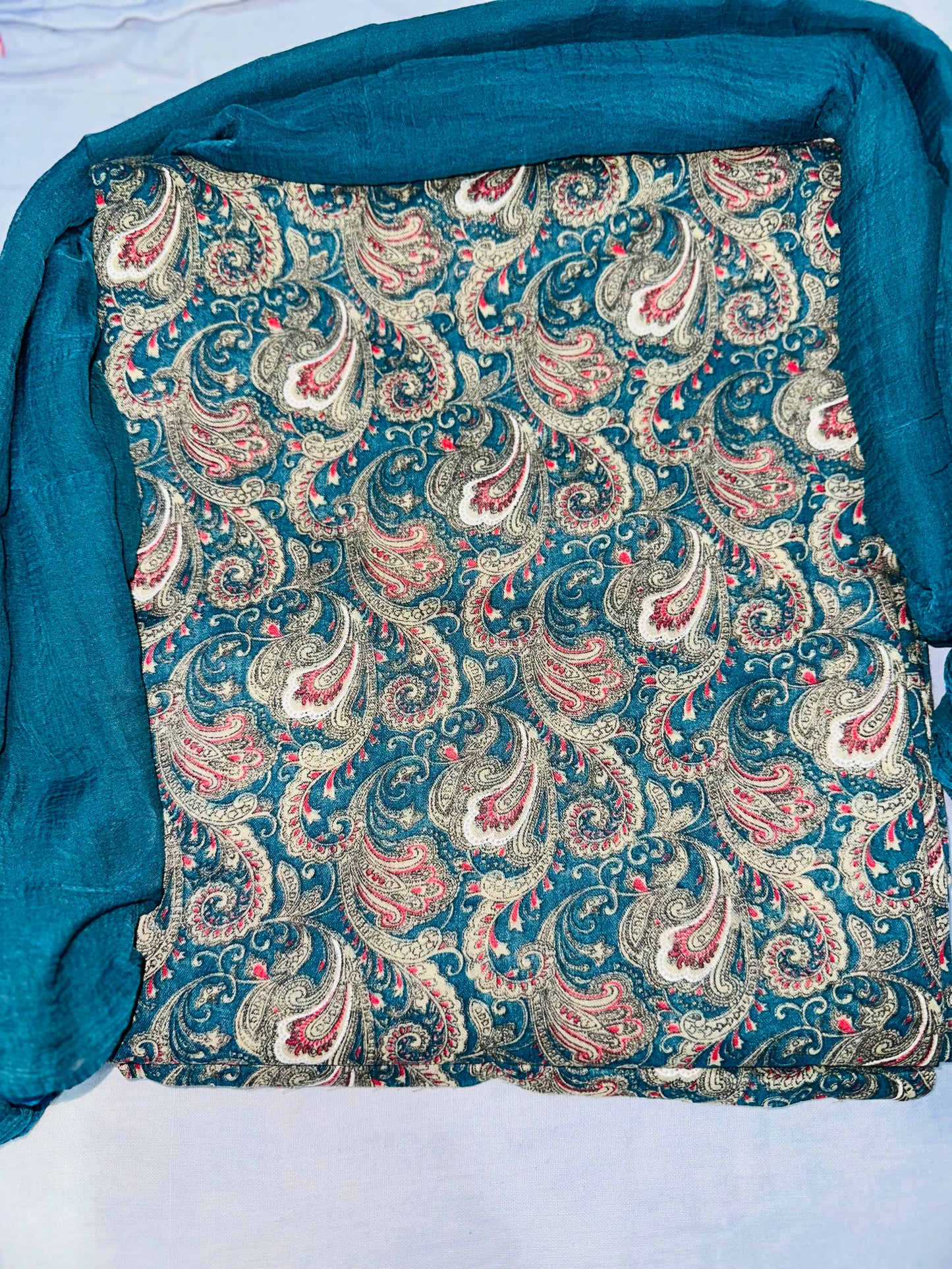Teal Blue Paisley Printed All-over Cotton Salwar kameez Suit with Matching Dupatta – Reeejhh