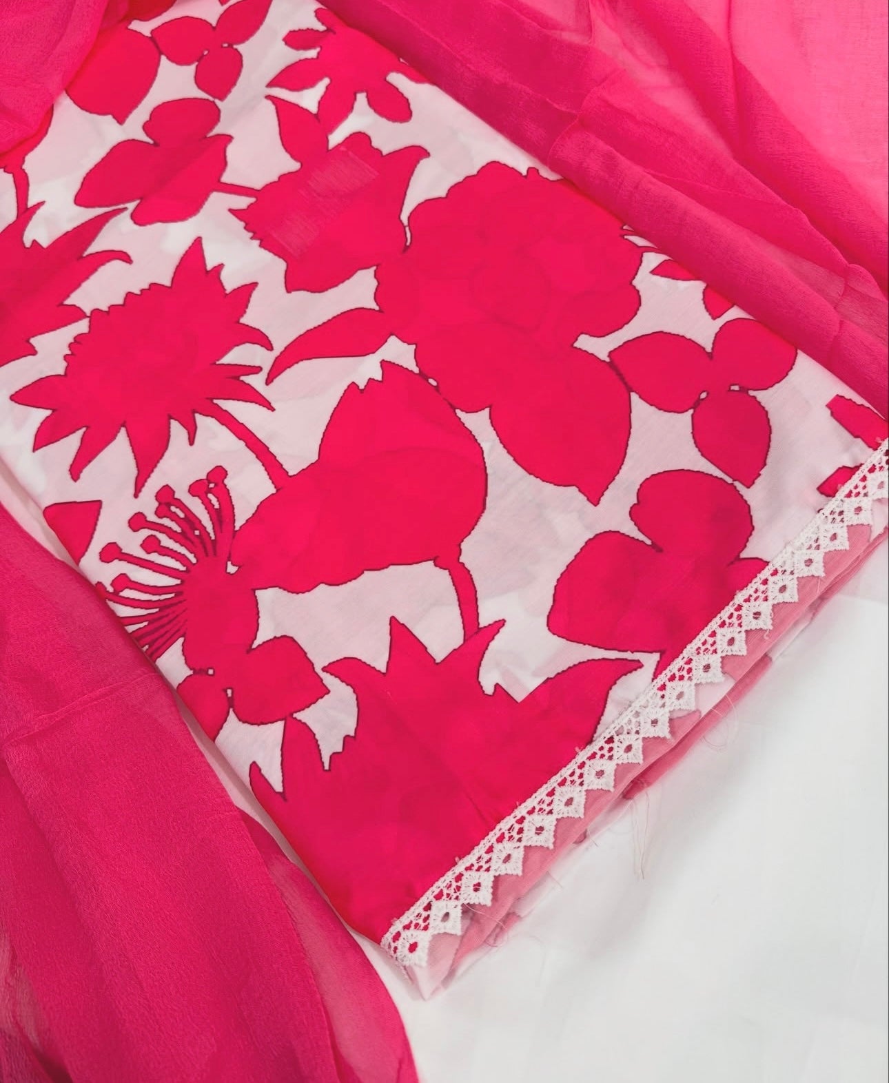 Elegant Pink & White Floral Punjabi Suit with Dupatta - Reeejhh suits