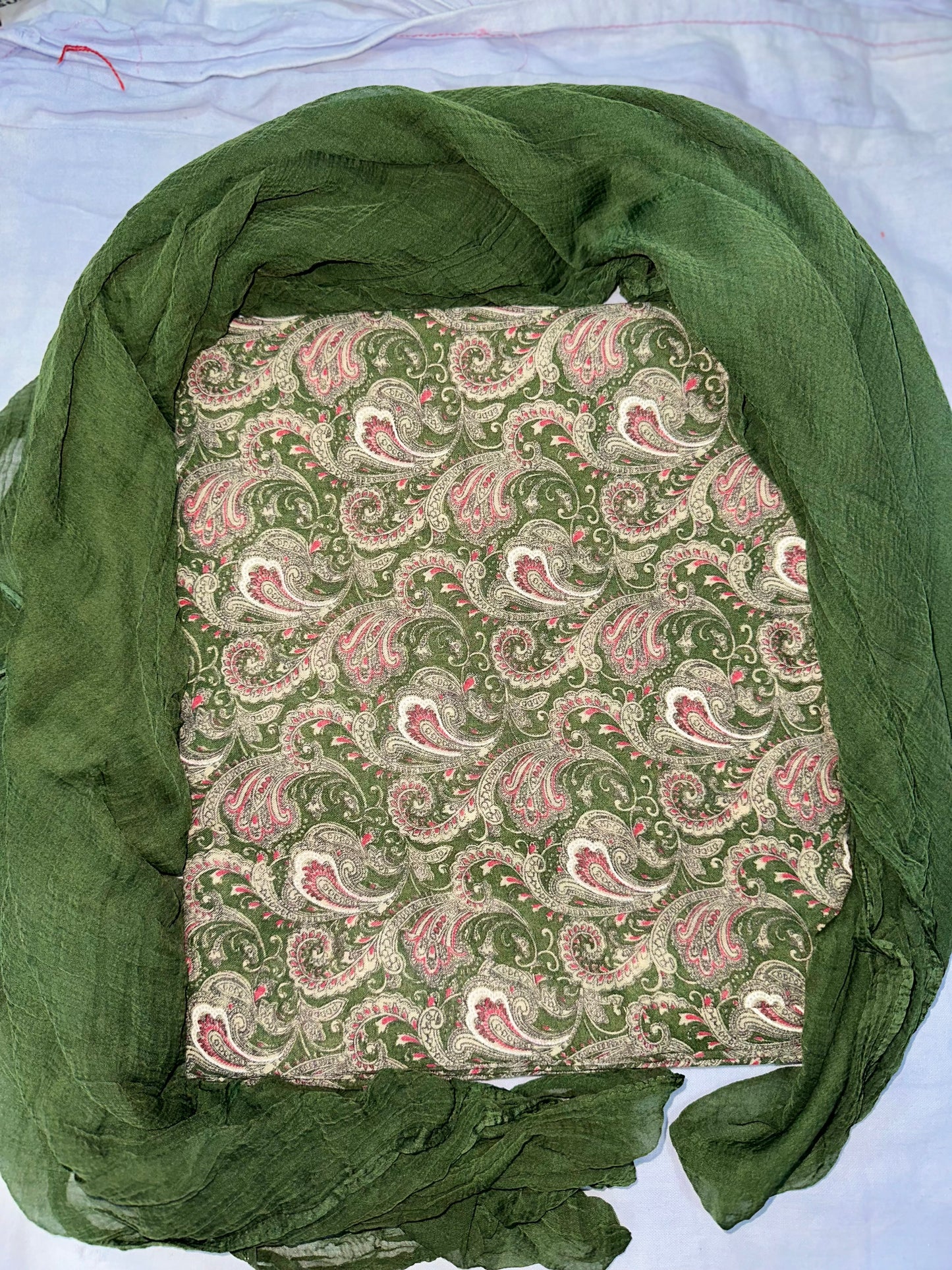Mehendi Green Paisley Printed All-over Cotton Salwar kameez Suit with Matching Dupatta – Reeejhh